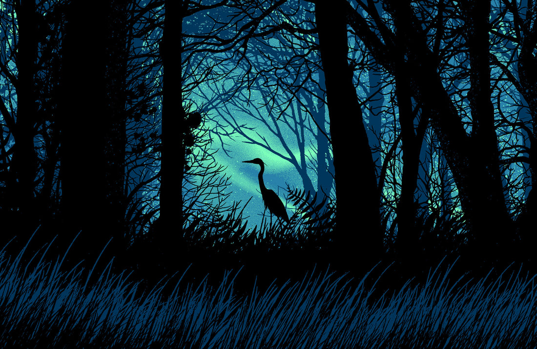 Heron in the Woods Poster by Dan McCarthy (4th Edition)