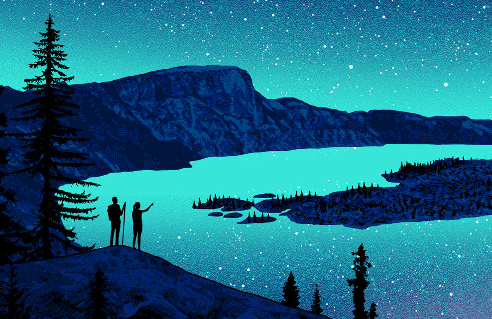 Crater Lake National Park Poster (Night Sky)