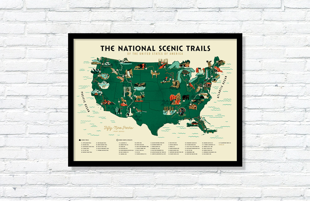 U.S. National Scenic Trails Map Poster