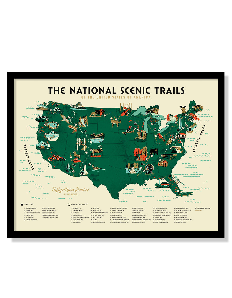 U.S. National Scenic Trails Map Poster