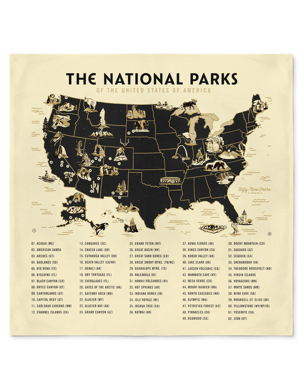 National Parks Map Bandana